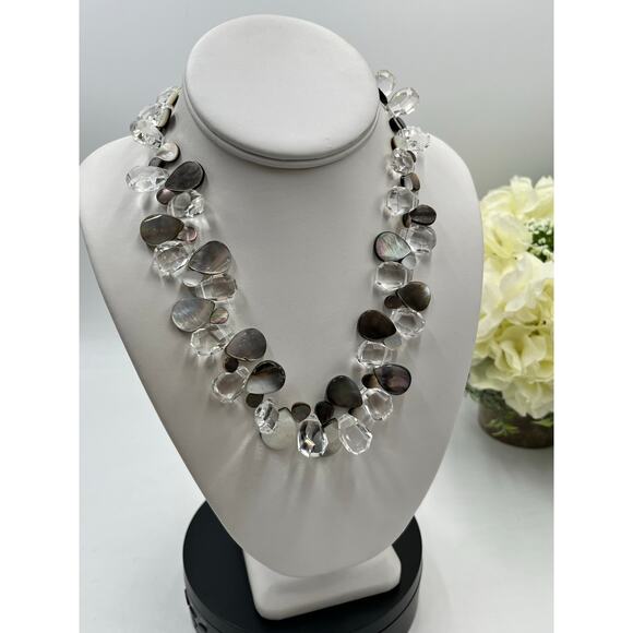 Carol Dorsey Bejewel Designer Sterling Crystal MOP Graduated Statement Necklace - Picture 10 of 13